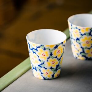 Set de 2 tasses à thé fleurs jaunes