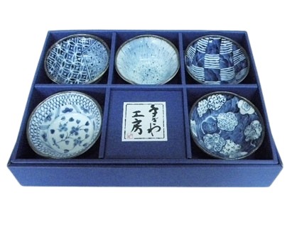 Set de 5 raviers bleus en céramique japonaise