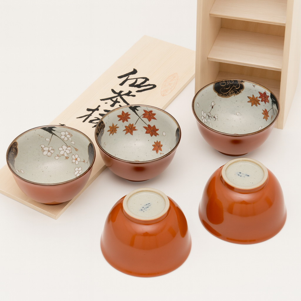Set de 5 tasses à thé Momiji rouges