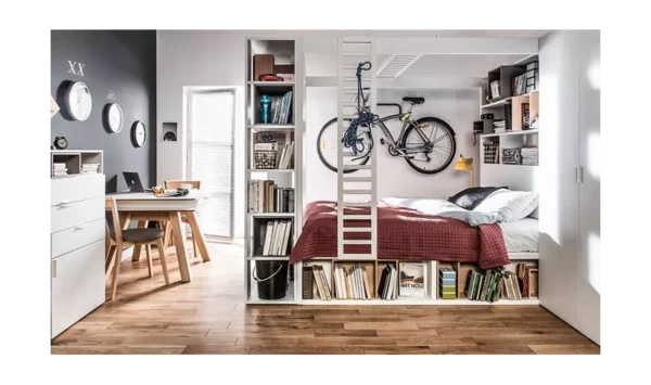 Lit Anata style urbain avec vélo suspendu