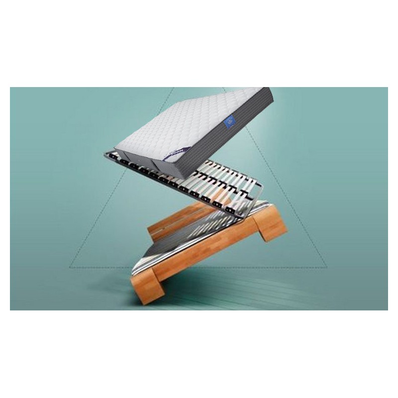Pack Lit Kobe Haut naturel Sommier et matelas