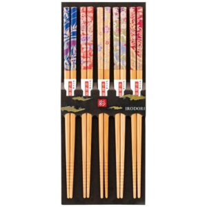 Set de 5 paires de baguettes japonaises motifs fleurs