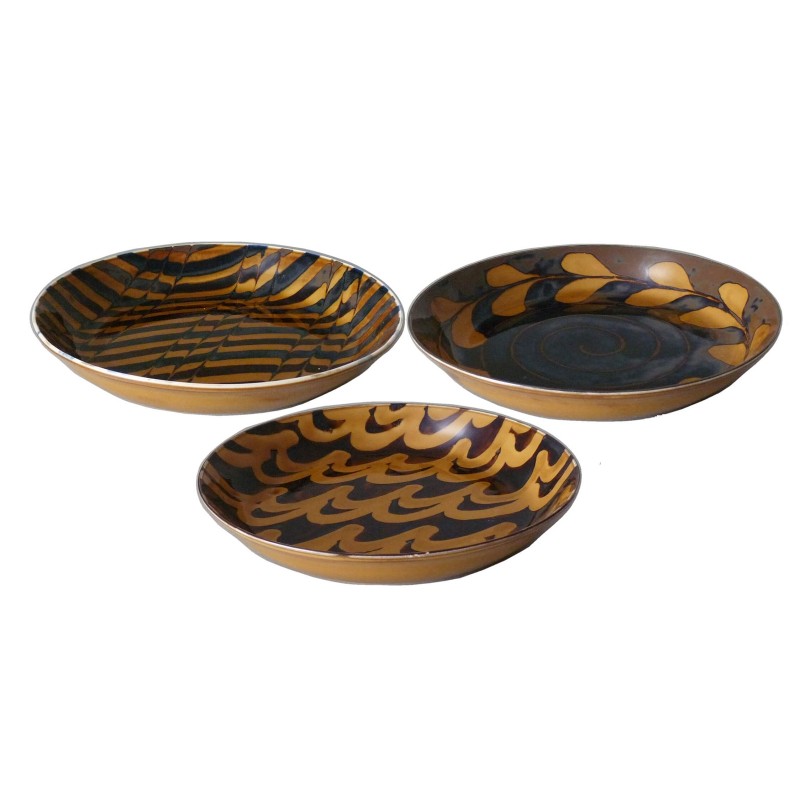 Set de 3 assiettes brunes et beiges