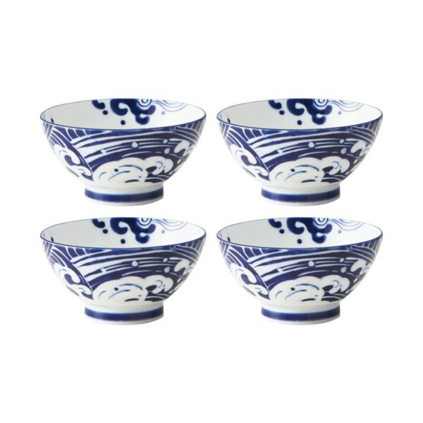 Set de 4 bols à riz japonais vagues