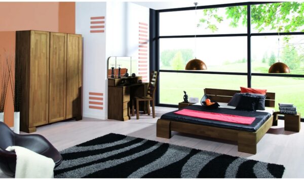 Chambre lit Kobe haut brun
