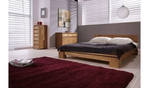 Chambre avec lit Tsuri bas chêne massif café