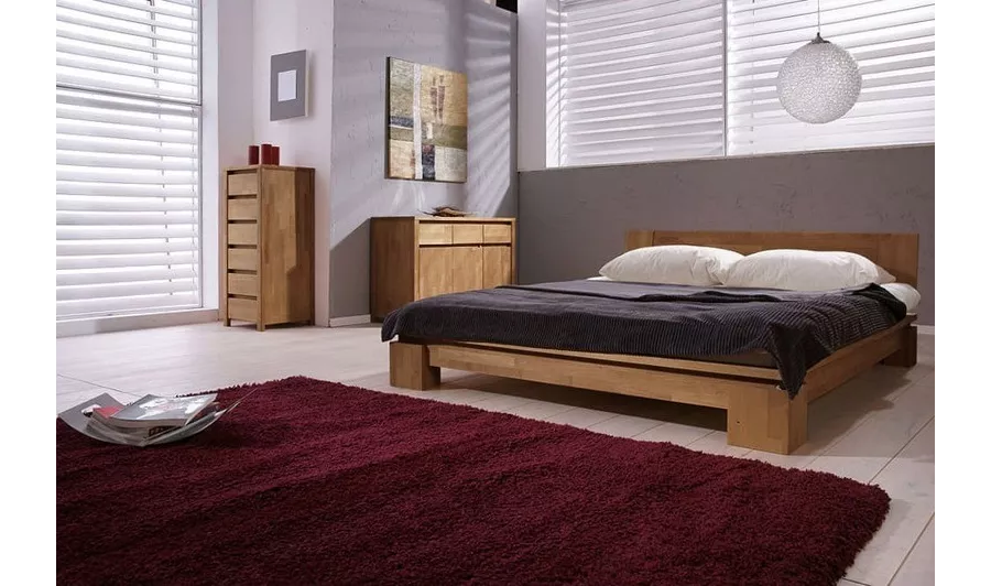 Chambre avec lit Tsuri bas chêne massif café