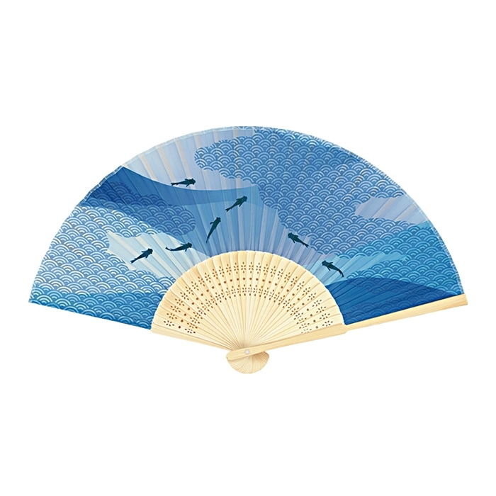 Eventail japonais petits poissons