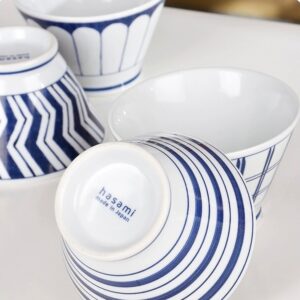 Set de 4 bols Ramen blanc et bleu