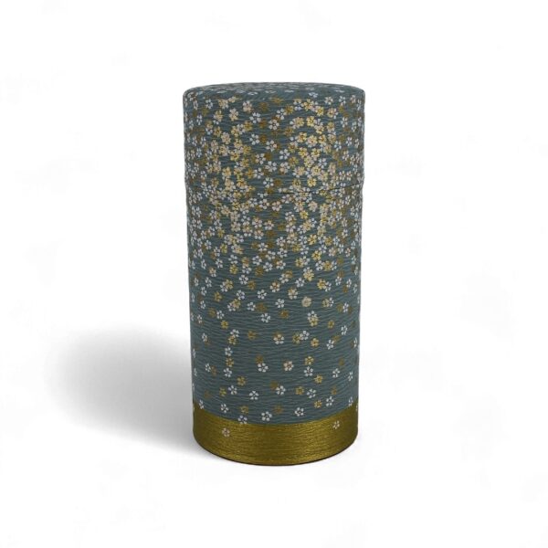 Boite à thé japonaise papier Washi bleu et petites fleurs