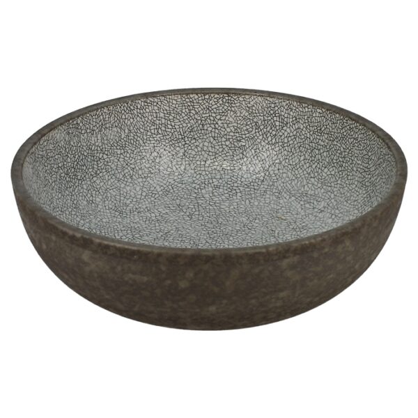 Grand bol japonais craquelé brun et gris