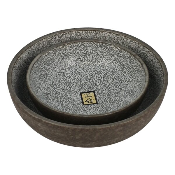 Set de 2 bols japonais craquelés brun et gris